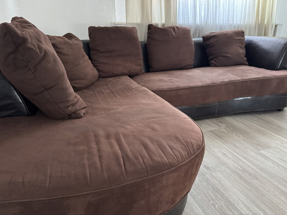 Image 1 of High-end designer lounge sofa – Italian luxury, leather & fabric, extra deep seating comfort