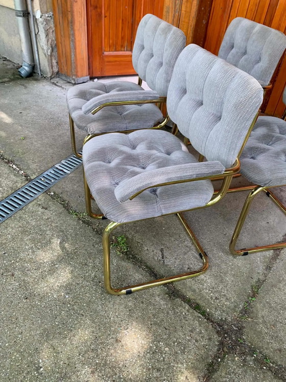 Brass Velvet Dining Set: Modern Glass Table, Tufted Chairs, Luxury Home Decor (photo 6 of 9)