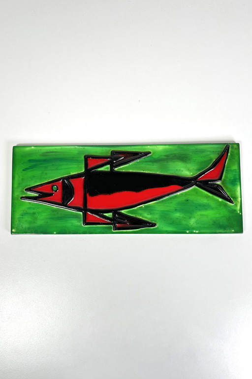 Handmade tiles with fish