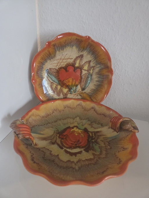 Art Deco Keramiek Set Dümler & Breiden jaren 30 – Schaaltje & Bord