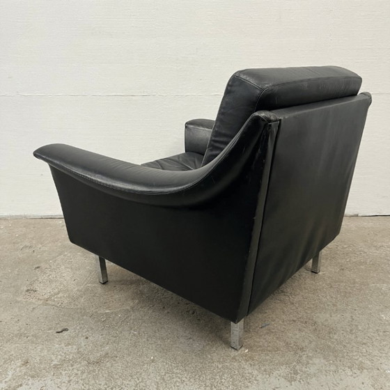 Image 1 of Midcentury Lounge Armchair - Profilia - Black Leather
