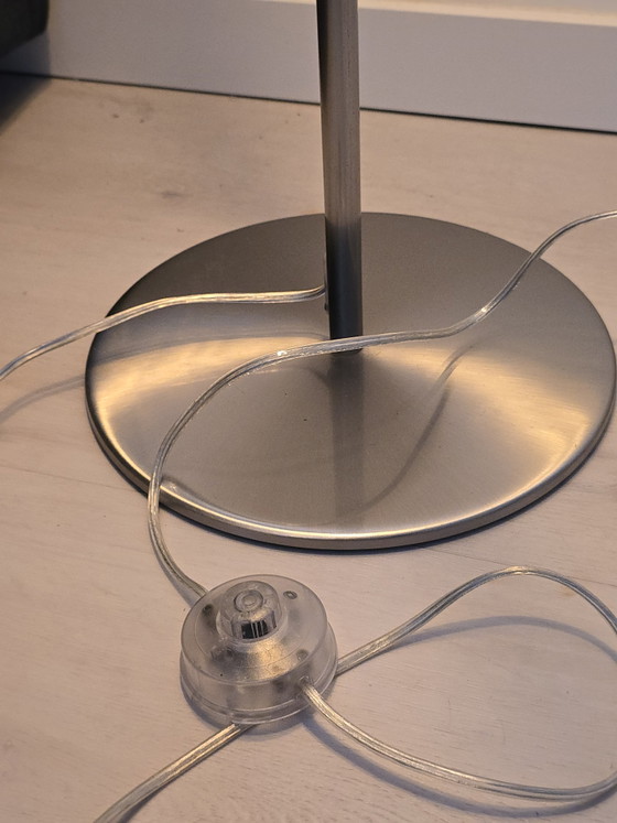 Image 1 of Lampe (150 cm entièrement déployée) avec base en acier inoxydable et verre