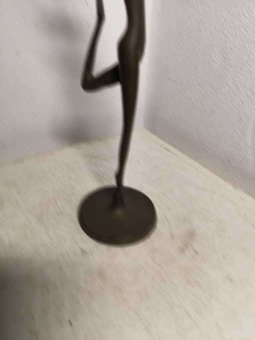 Vintage Modernist Brass Sculpture Ballerina – Unique Patina – 1980s – beeldhouwkunst (photo 2 of 8)