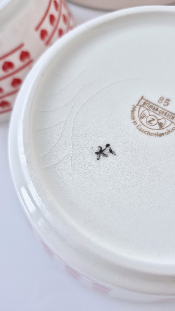 Image 1 of Original Art Deco Ditmar Urbach Znojmo Ceramic Majolica Bowl Set circa 1929 Z-Mark Rare!