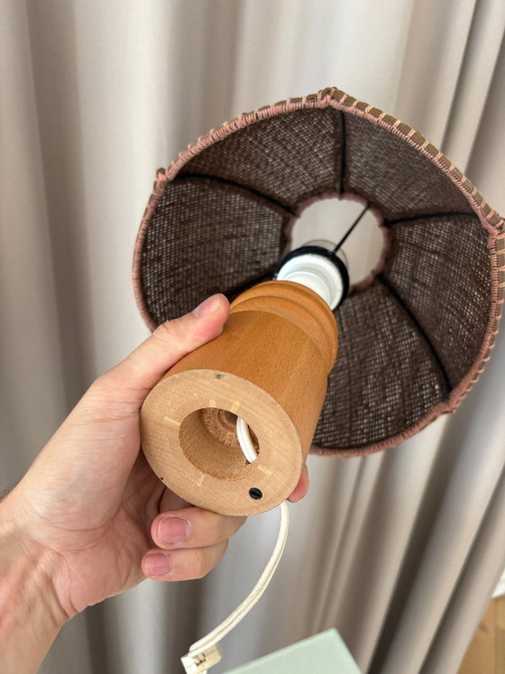 Lampe de table vintage tressée – Bois et rotin – Années 1970 – Wood (photo 11 of 11)