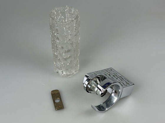 Image 1 of Applique des années 60 70 Applique en verre & chrome Brutalist Germany Design