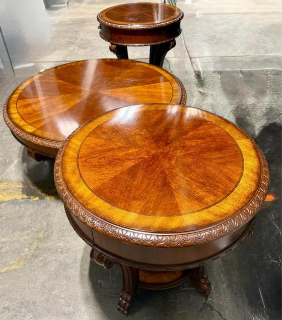 Image 1 of ART 3-delige woonkamertafelset – ronde salontafel met 2 bijzettafels