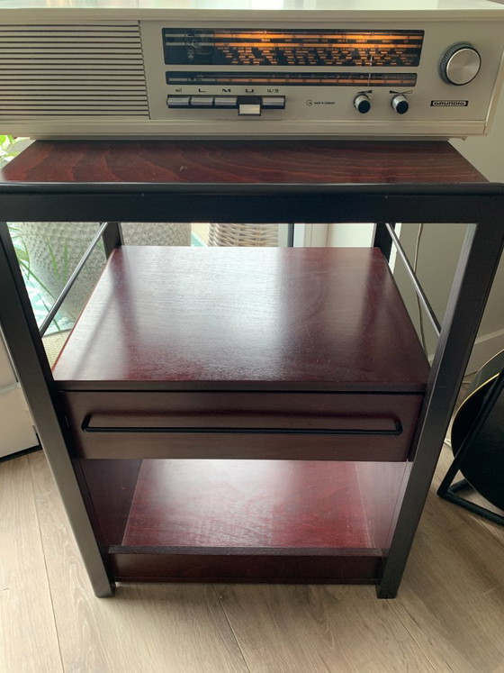 Mahogany Wood Metal Audio Furniture/Side Table Vintage, Chest of drawers, Brown, Modern (photo 7 of 10)