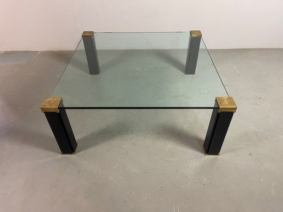 Hollywood Regency Mid-century Design Peter Ghyczy Glass & Brass Coffee Table. The Netherlands, 1970s. Ref.: (photo 10 of 12)