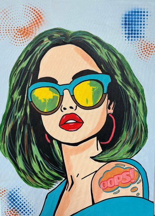 Aurora KONIGSBERG - She knows oops - Artist's canvas under glass