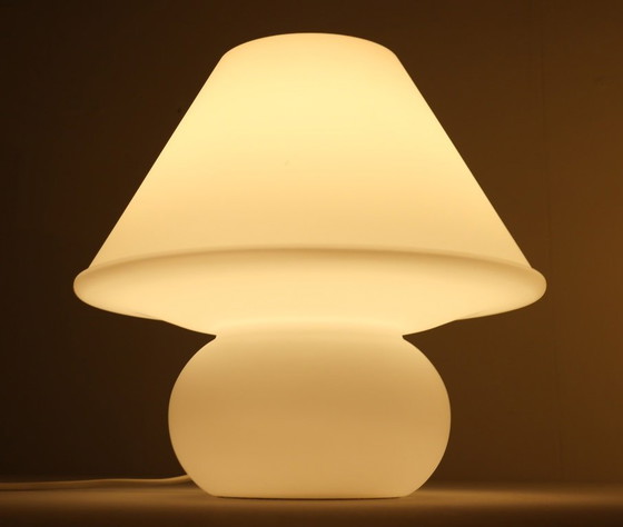 Image 1 of Juego de 2 lámparas seta, vidrio opalino, cristalería Limburg, Alemania, años 70