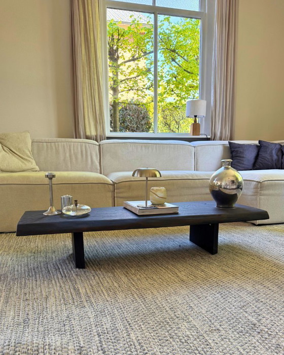 Image 1 of Dark brown burnt coffee table - handmade - japandi