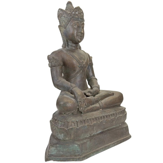 Buda coronado de bronce antiguo, Tailandia o Laos, siglo XIX – Esculturas, Bronze (photo 2 of 11)