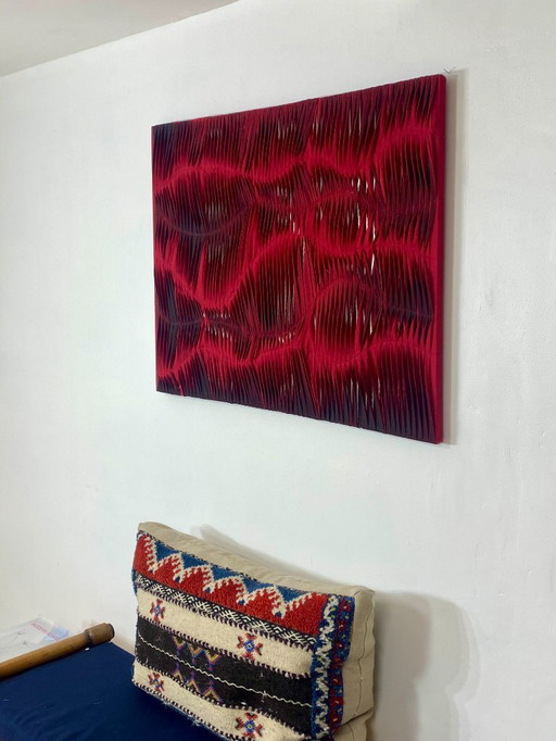 Tableau sculpture art textiles Ref : Tornado