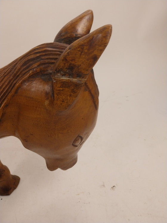 Image 1 of 1 teakhouten ezel. Handwerk 1970's 