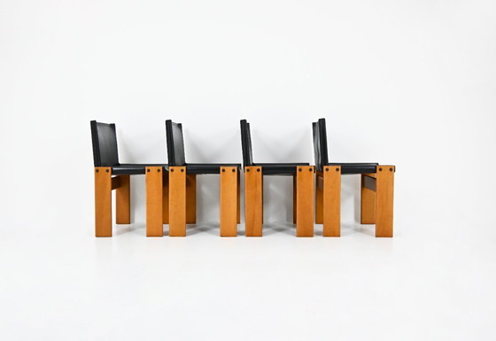 Image 1 of Chaises de salle à manger Monk par Afra & Tobia Scarpa pour Molteni, 1970, ensemble de 4
