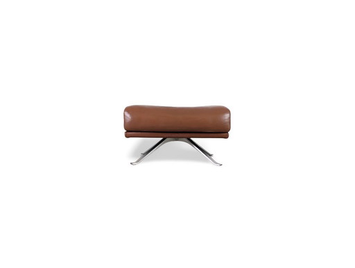 Pouf originale Rolf Benz in pelle marrone, poggiapiedi di design.