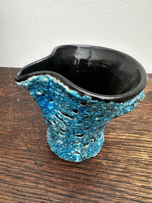 Mini jarra decorativa azul Fat Lava - Esmaltes glaciares - Atelier du Cyclope