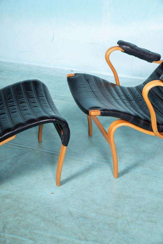 Image 1 of Design Lounge armchair & stool 70s Bruno Mathsson Pernilla