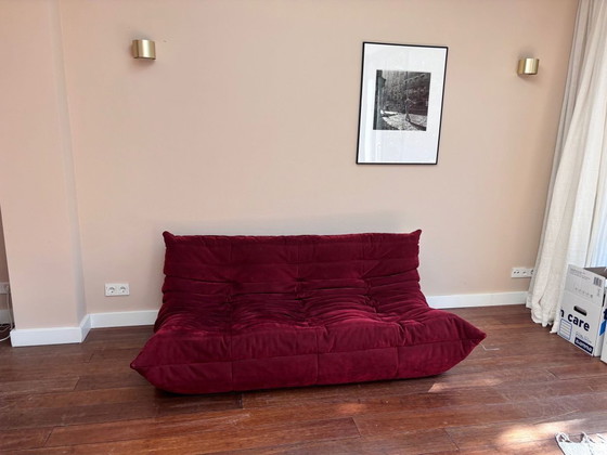 Image 1 of Togo Ligne Roset 3-Zits Alcantara Pompeian Red