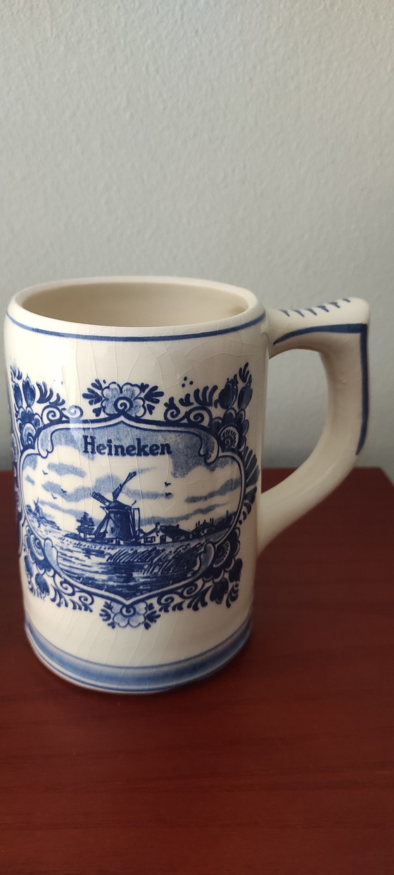 Image 1 of Set aus 2 Heineken-Bierkrügen in Delfter Blau, 1978