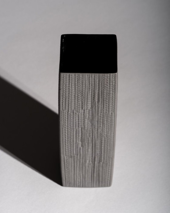 Image 1 of Black Porcelain Vase Trio Martin Freyer & Elsa Fischer-Treyden Rosenthal Op-Art