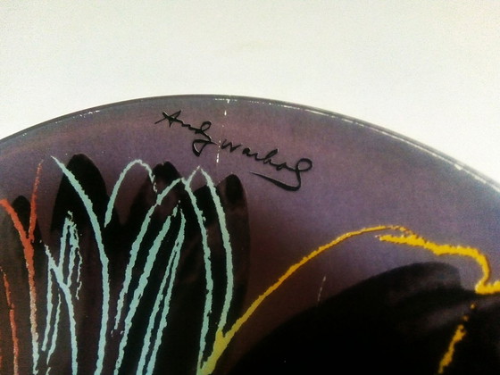 Image 1 of Andy Warhol Pop-Art 'Gänseblümchen' Rosenthal Studio Lila Glas Ornament Teller 1980er Jahre