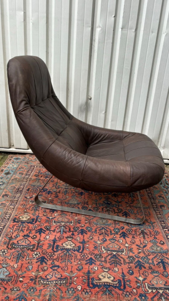 Image 1 of Mid-century leather armchair with ottoman
