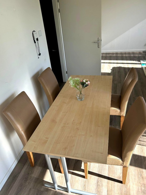 Image 1 of Eettafel/bureautafel met 4 stoelen