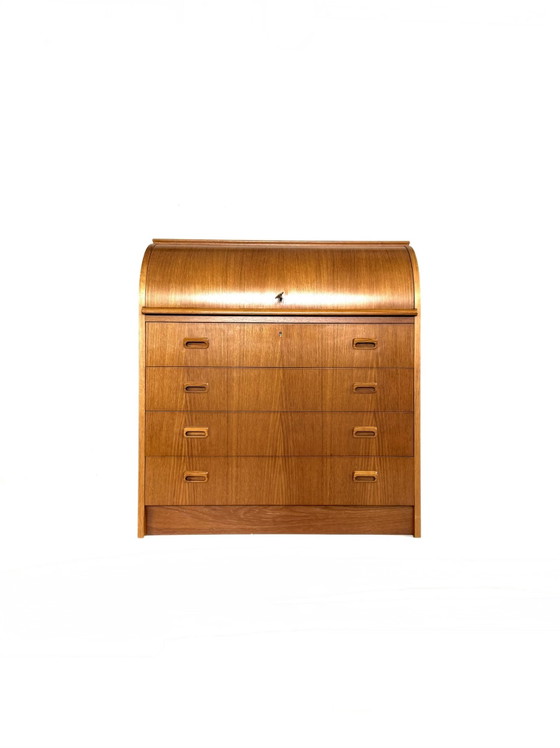 Image 1 of Vintage Danish teak roll-top secretary desk '60
