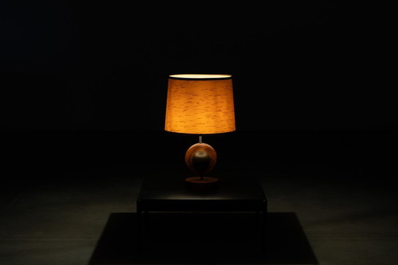 Image 1 of Rare lamp, wood and brass, 1960s, Made in Italy