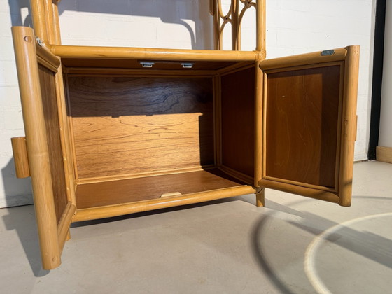 Vintage Rothan Webbing kast, Boekenkasten, Rotan, Hout, Beige (foto 6 van 11)