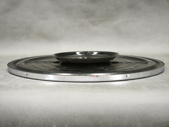 Image 1 of Czech Art Deco Rotating Chrome Serving Tray, 1940s