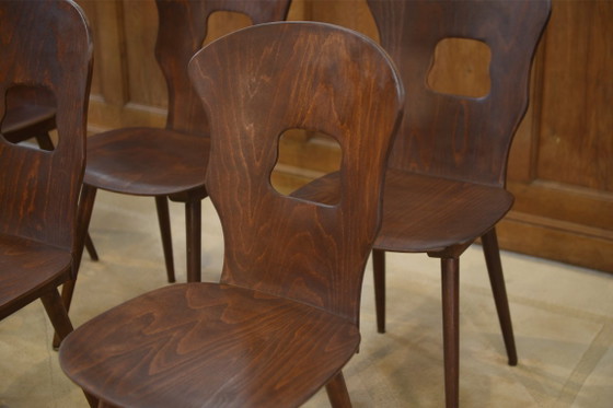 Set of 8 Baumann “Gentiane” model chairs by Henri Julien, 1960s – Dining chairs, Wood (photo 2 of 14)