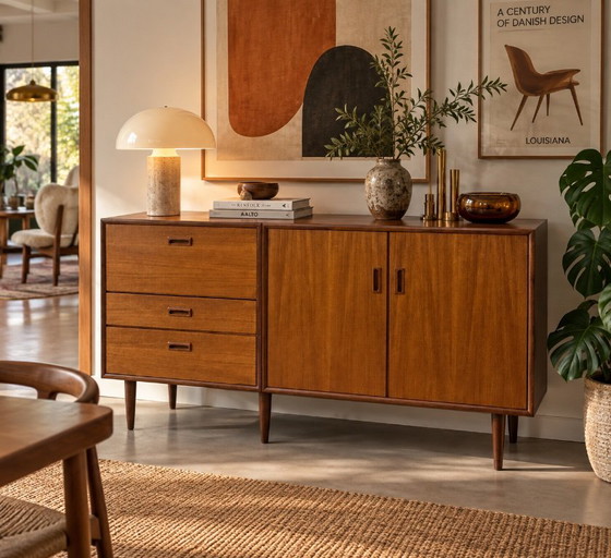 Meuble en Teck Kempkes Vintage Pays-Bas Années 60 – Buffet bas, Wood (photo 12 of 13)