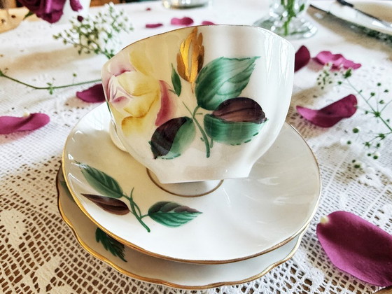 Image 1 of Lomonossow – Porzellan-Teeservice mit handbemalten Rosen