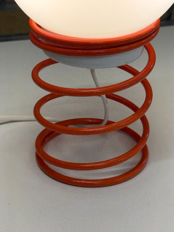 Vintage Space Age Table Lamp with Spiral Base – 1970s – Glass, Metal (photo 7 of 7)