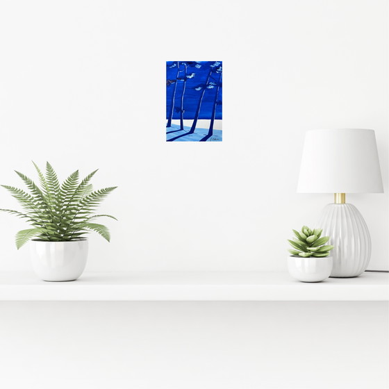 Image 1 of Set of 3 ultramarine blue sketches, 21x15cm