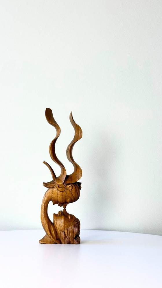 Image 1 of Statuetta balinese vintage intagliata a mano – "Il bacio", circa anni '70
