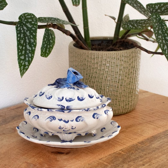 Image 1 of Soupière vintage en céramique italienne, signée Giovannis Filber, style Capodimonte