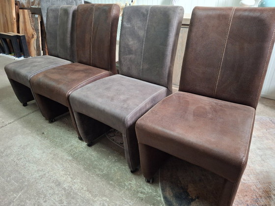 Image 1 of 4 sedie da pranzo in pelle mobili, 2 colori