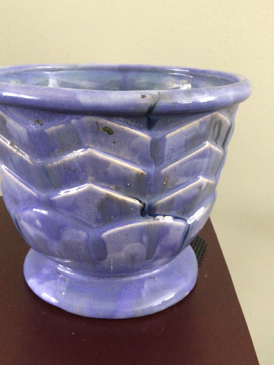 Image 1 of Vintage cache pot handgedraaid iriserend glazuur