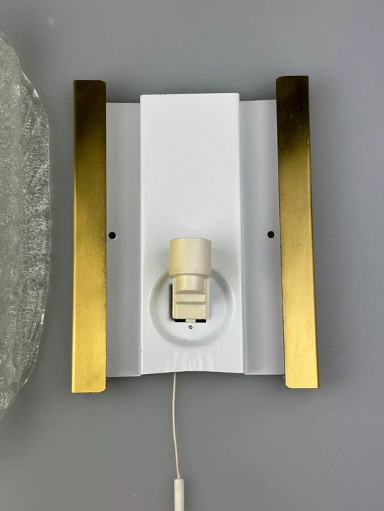 Image 1 of 60s 70s wall lamp Fischer Leuchten Germany Wall Sconce Ice Glass Design
