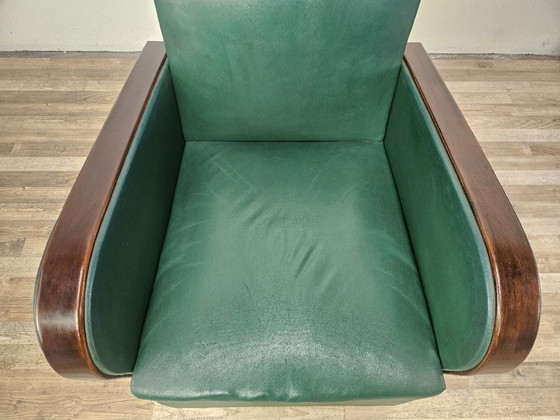 Coppia di poltrone Art Déco in noce e pelle verde, 1940 – Wood (photo 8 of 21)