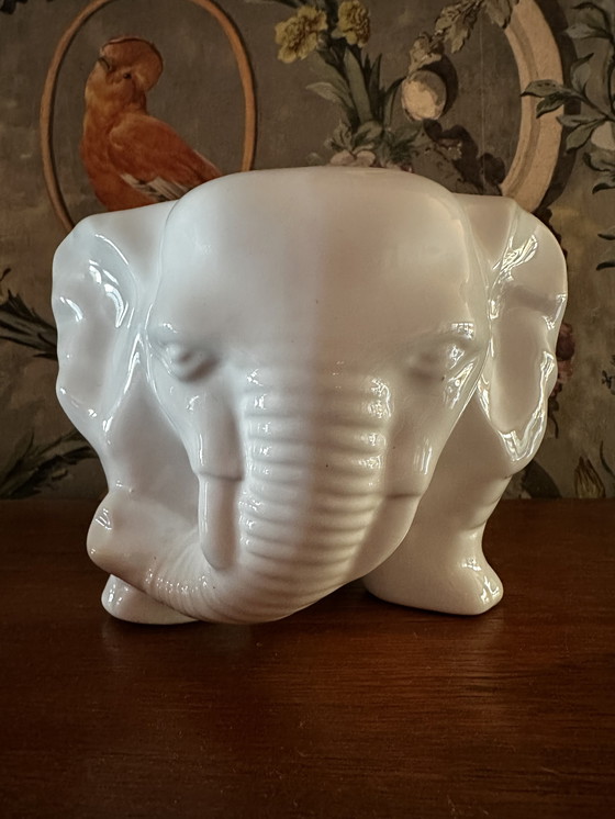 Image 1 of Vintage Bloempot Porselein Olifant 1970
