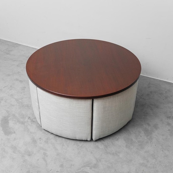 Image 1 of SET DA PRANZO VINTAGE ANNI '70 IN STILE MODERNO CON TAVOLO ROTONDO E 6 SEDIE