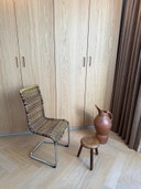 1x sedia a sbalzo vintage design cromato e intrecciato