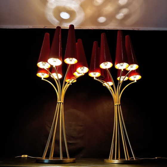 Image 1 of Paire de très grandes lampes candélabre 118 cm