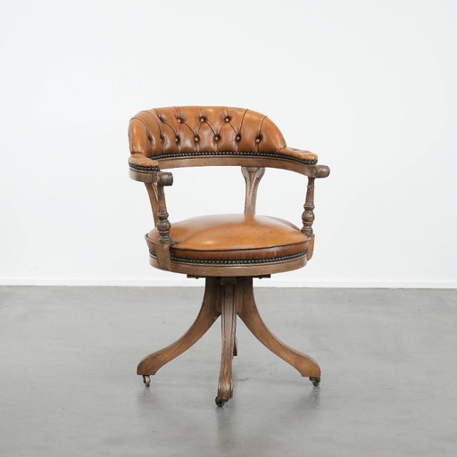 Sedia da ufficio Chesterfield in pelle in stile inglese con ruote