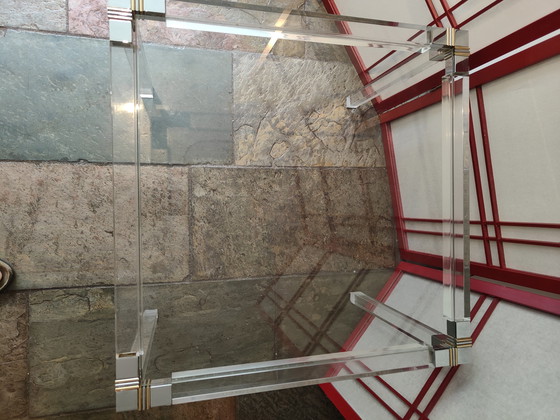 Image 1 of Quadratischer Salontisch aus Acrylplexiglas mit Glasplatte